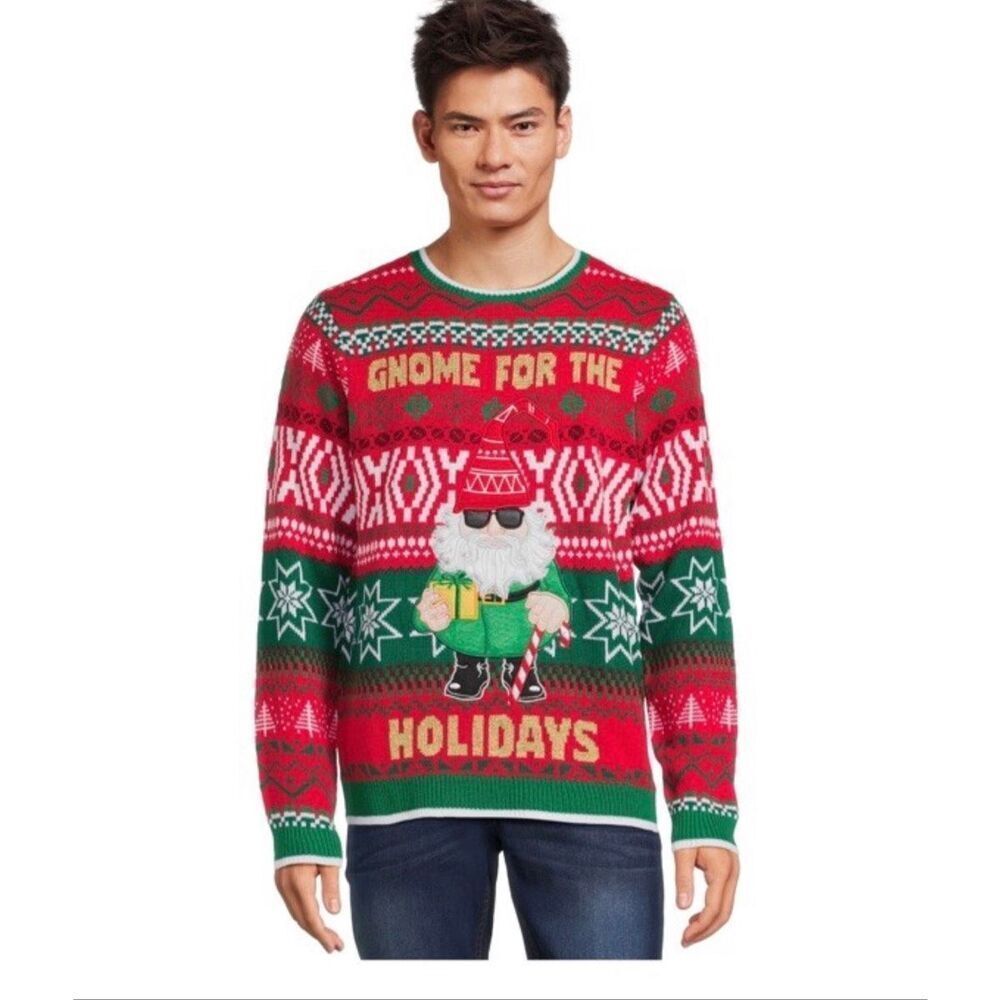 NWOT Holiday Time Men's Gnome Ugly Christmas Sweater Sz XL (44-46)